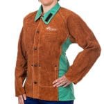Weldas Dames Lasjas leder Lava Brown - Proban 44-7300 P-AQ | Vrouwen | Women's welding jacket leather | Proban achterzijde | Kevlar 5 ply | PBM